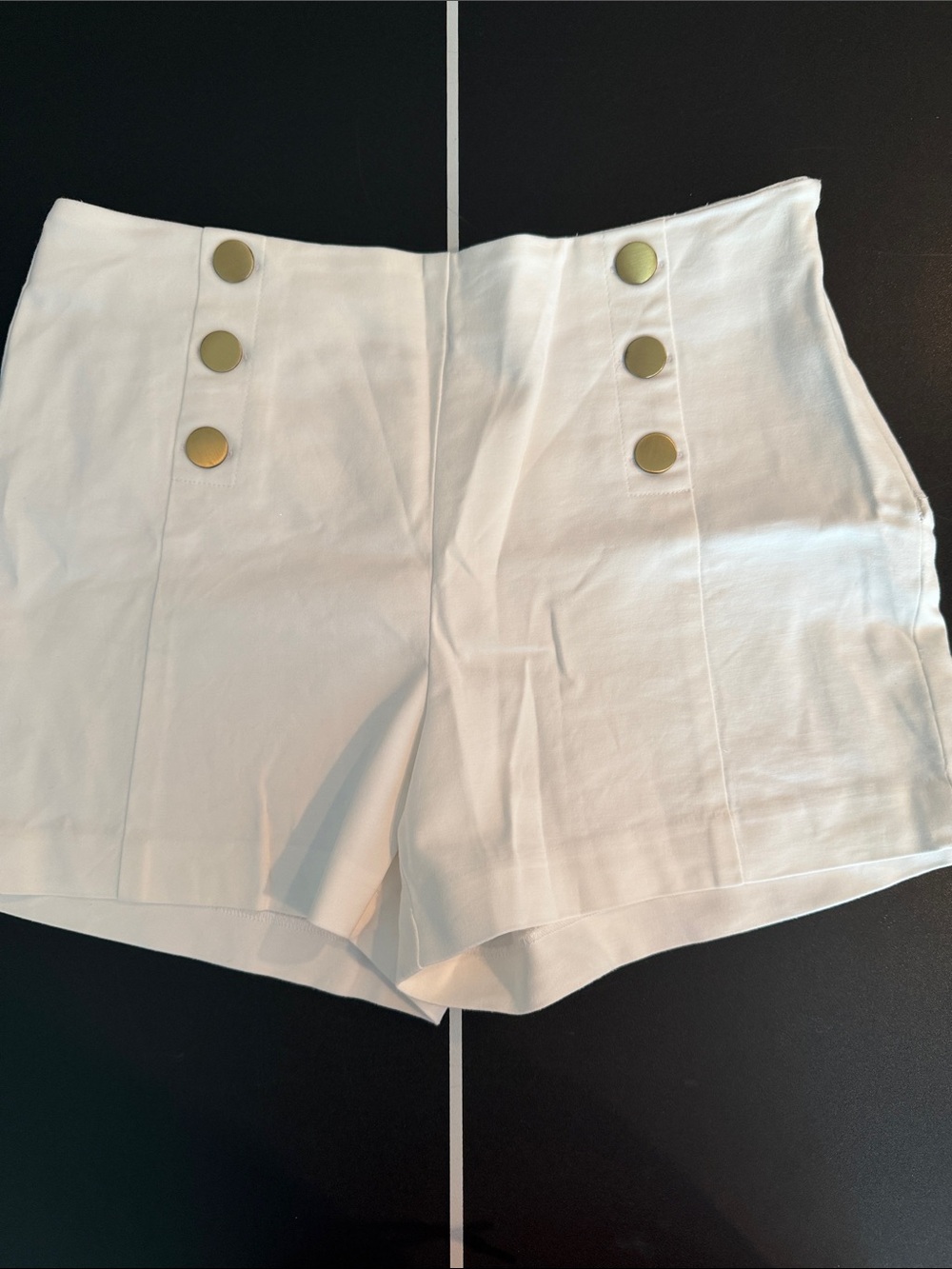 Loft White Sailor Gold Button Shorts-6